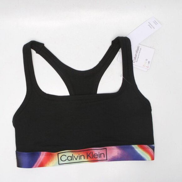 Calvin Klein Unlined Bralette Cotton Bra Rainbow Pride Stretch Lightweight Black - Picture 10 of 10